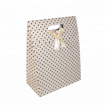 Gift Ribbon Bow Paper Bag with Die Cut Handle