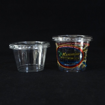 Plastic Disposable PET Ice Cream Cup with Flat or Dome Lid