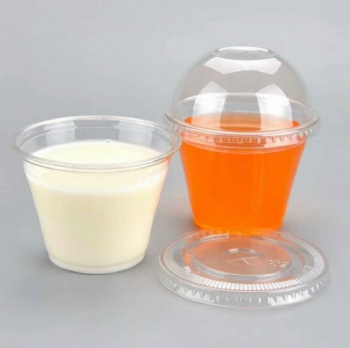 Plastic Disposable PET Ice Cream Cup with Flat or Dome Lid