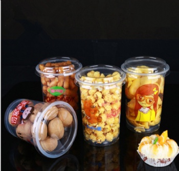 Disposable Plastic Cups for Snacks with Lid