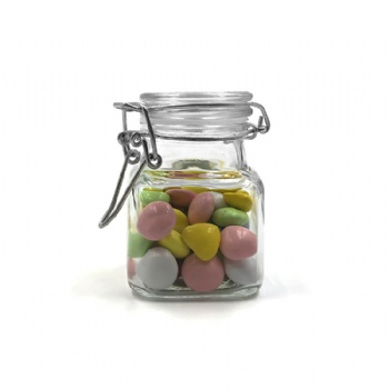 Glass Candy Jar with Leak Proof Rubber Gasket and Hinged Lid