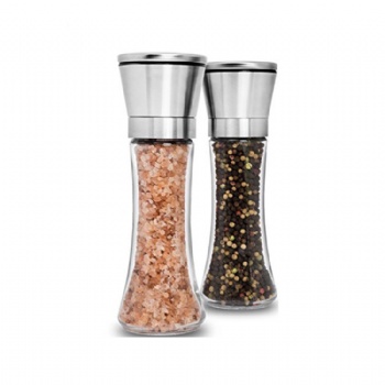 Glass Pepper and Salt Mill with Stainless Steel Grinder