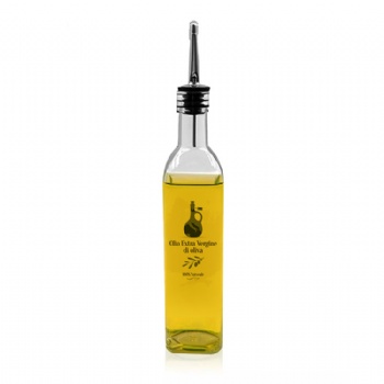 Square and Tall Oil Vinegar Cruet Glass Bottle with Pour Spout